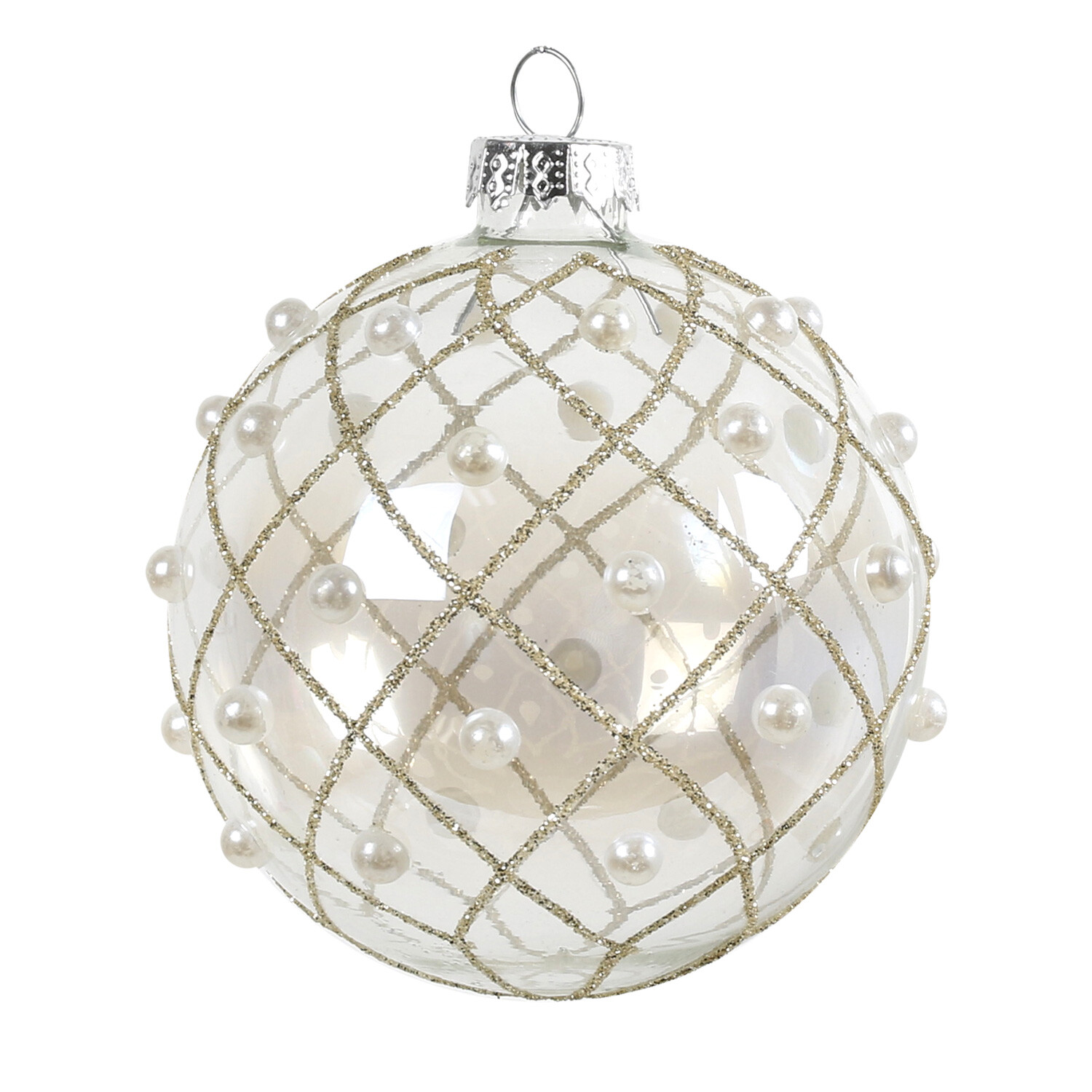 Gold Glitter Pearl Beaded Bauble - Gold Image 2