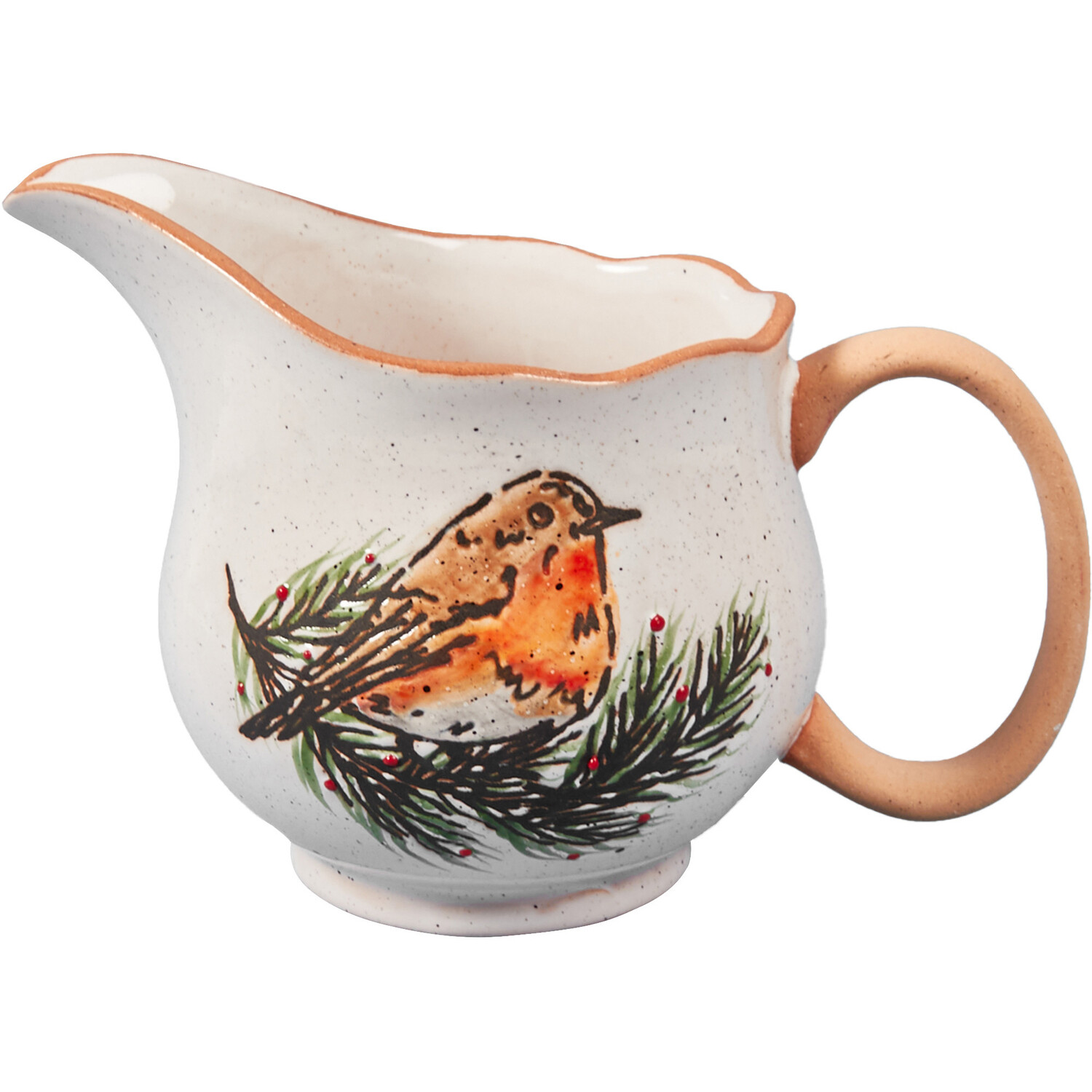 Festive Robin Gravy Jug Stone Image 1