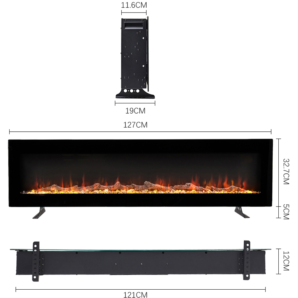Living and Home 50 Inch Electric Fireplace Wall Mounted or Freestanding Heater 12 Flame Colours Image 9