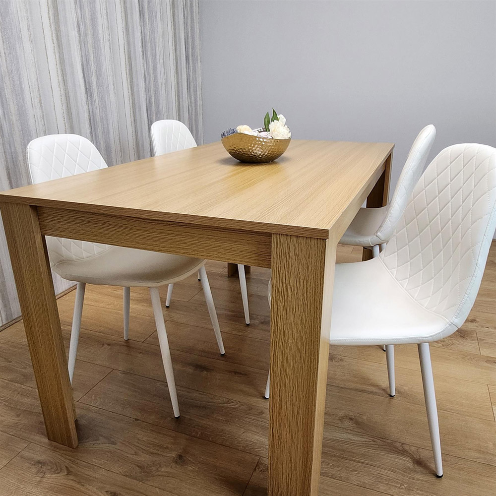 Portland 4 Seater Dining Set Oak Effect and White Image 4