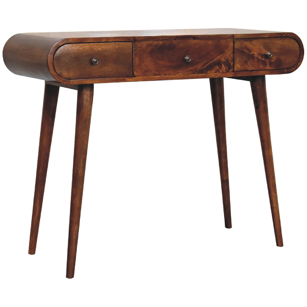 Artisan Furniture Chestnut 2 Drawer Solid Wood Dressing Table with Mirror and Nordic Legs Image 3