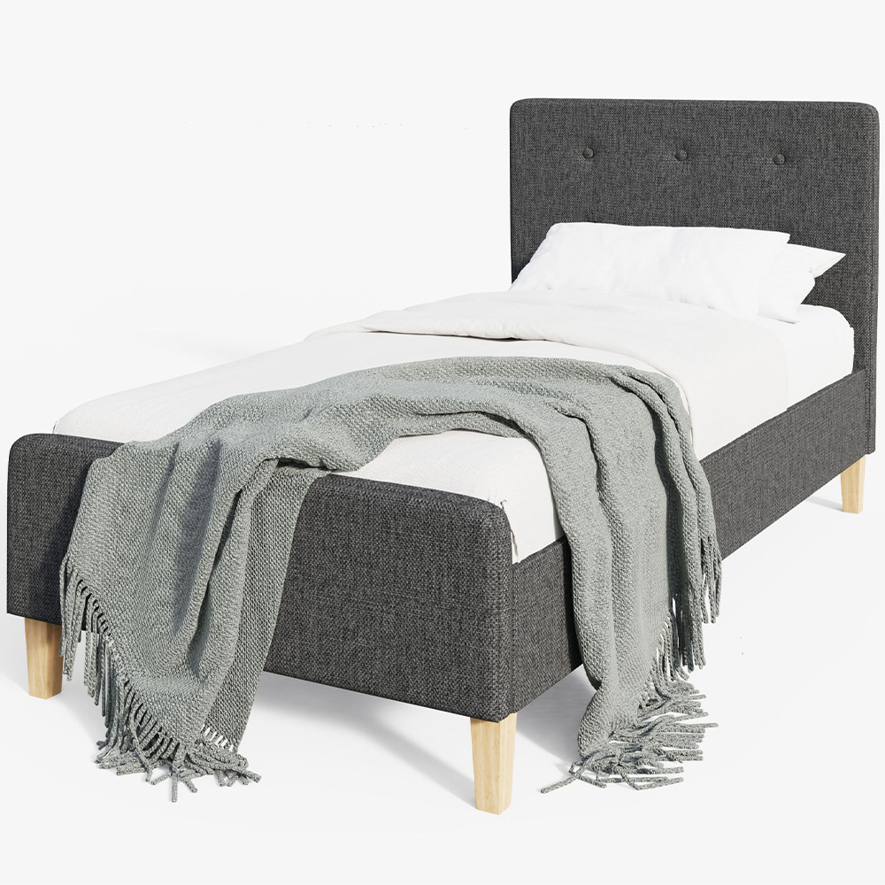 GFW Ashbourne Single Grey Bed Frame Image 2
