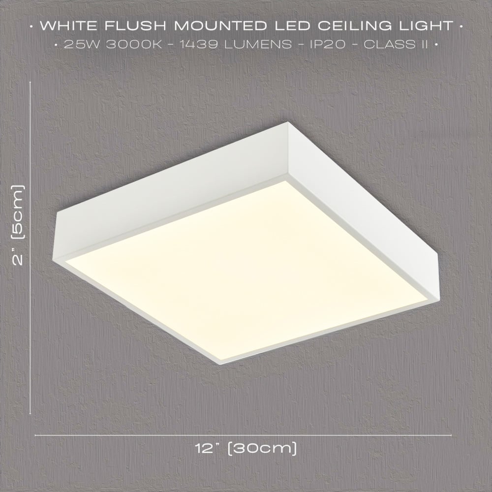 Happy Homewares Matte White Bright LED Flush Square Ceiling Light Image 6