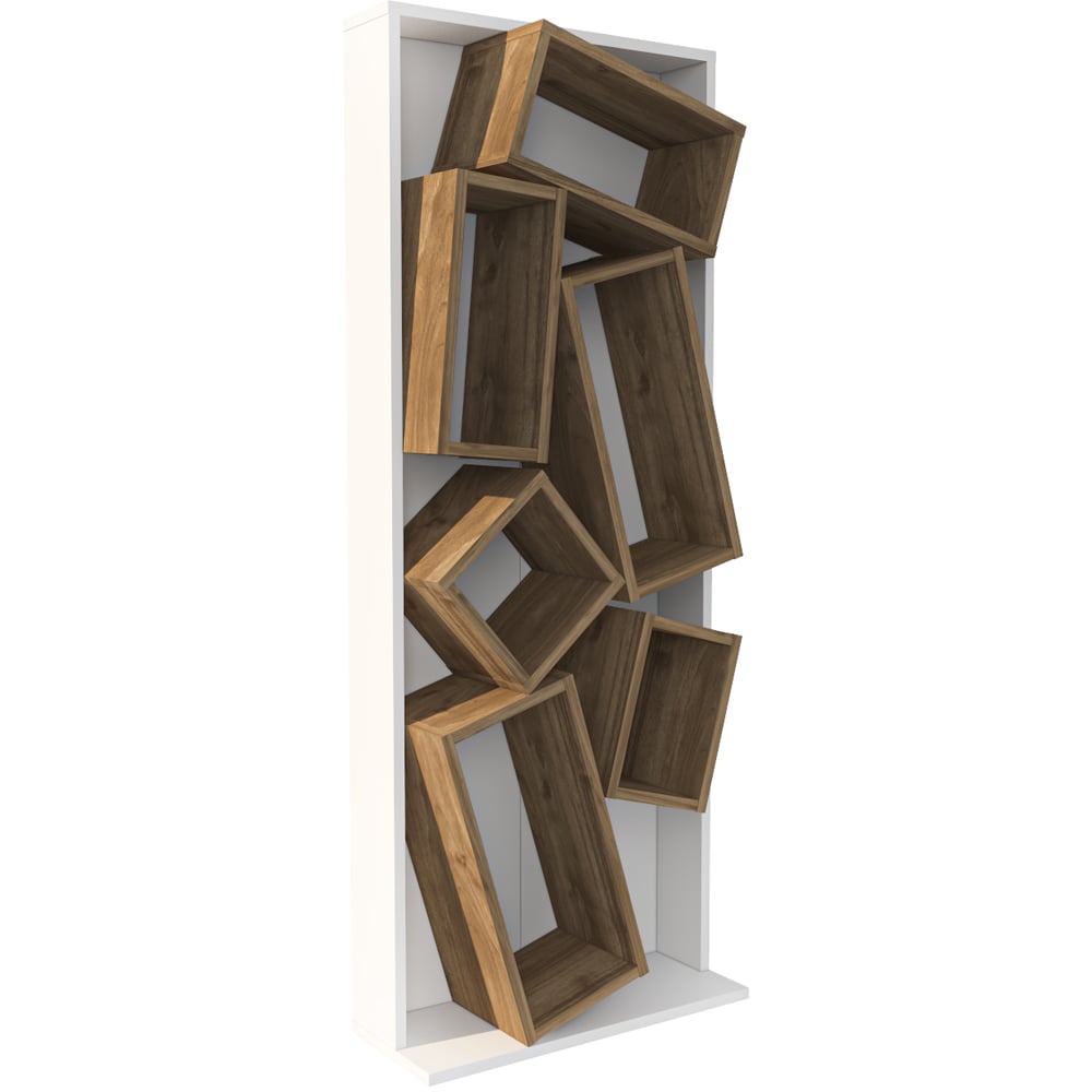 Decorotika Carmen 6 Shelf White and Walnut Bookcase Image 5