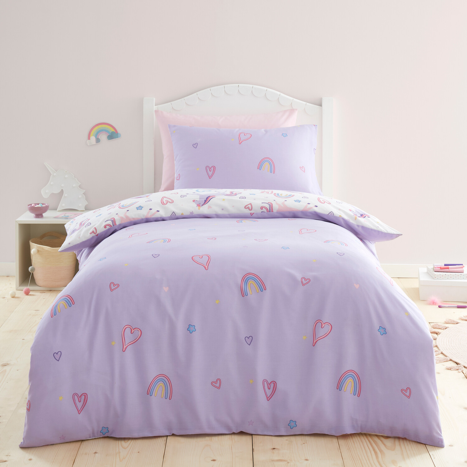Rainbow Unicorn Purple Duvet Set - Purple Image 1