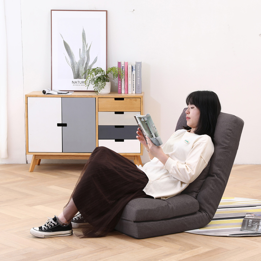 Furniture One Brown Adjustable Foldable Floor Chair with Pillow Image 3