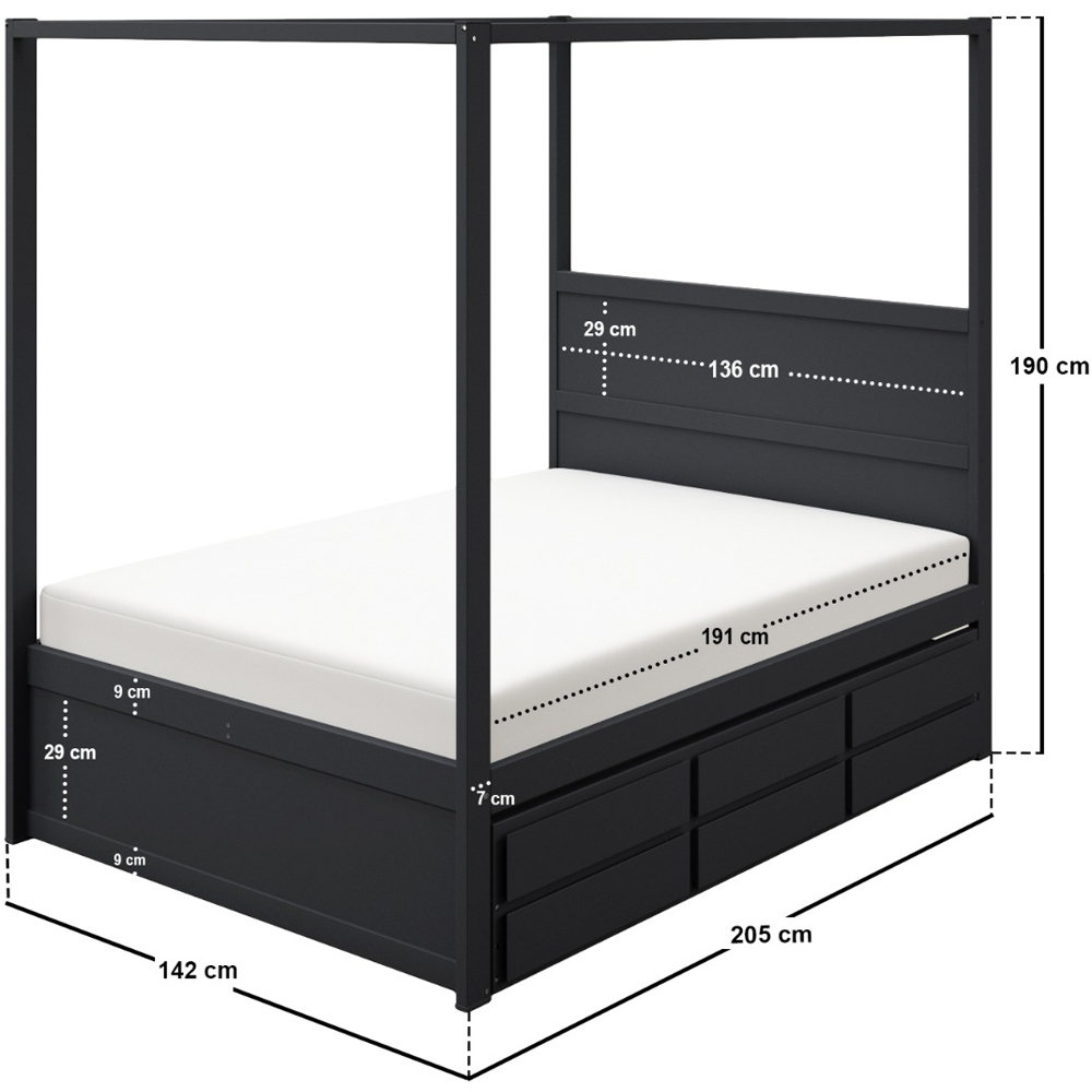Flair Maddy 3 Drawer 4 Poster Double Bed Frame with Trundle Image 7