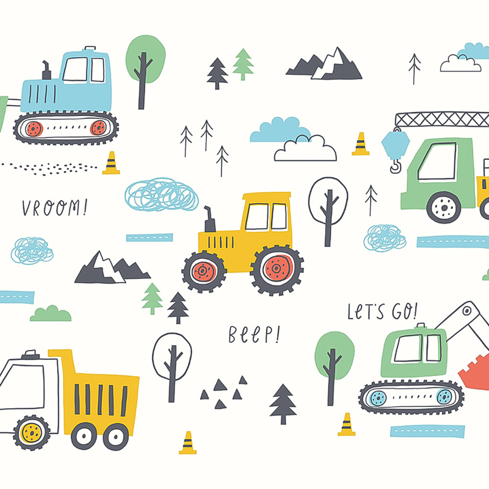 Origin Murals Tractors and Diggers Gold Wall Mural Image 2