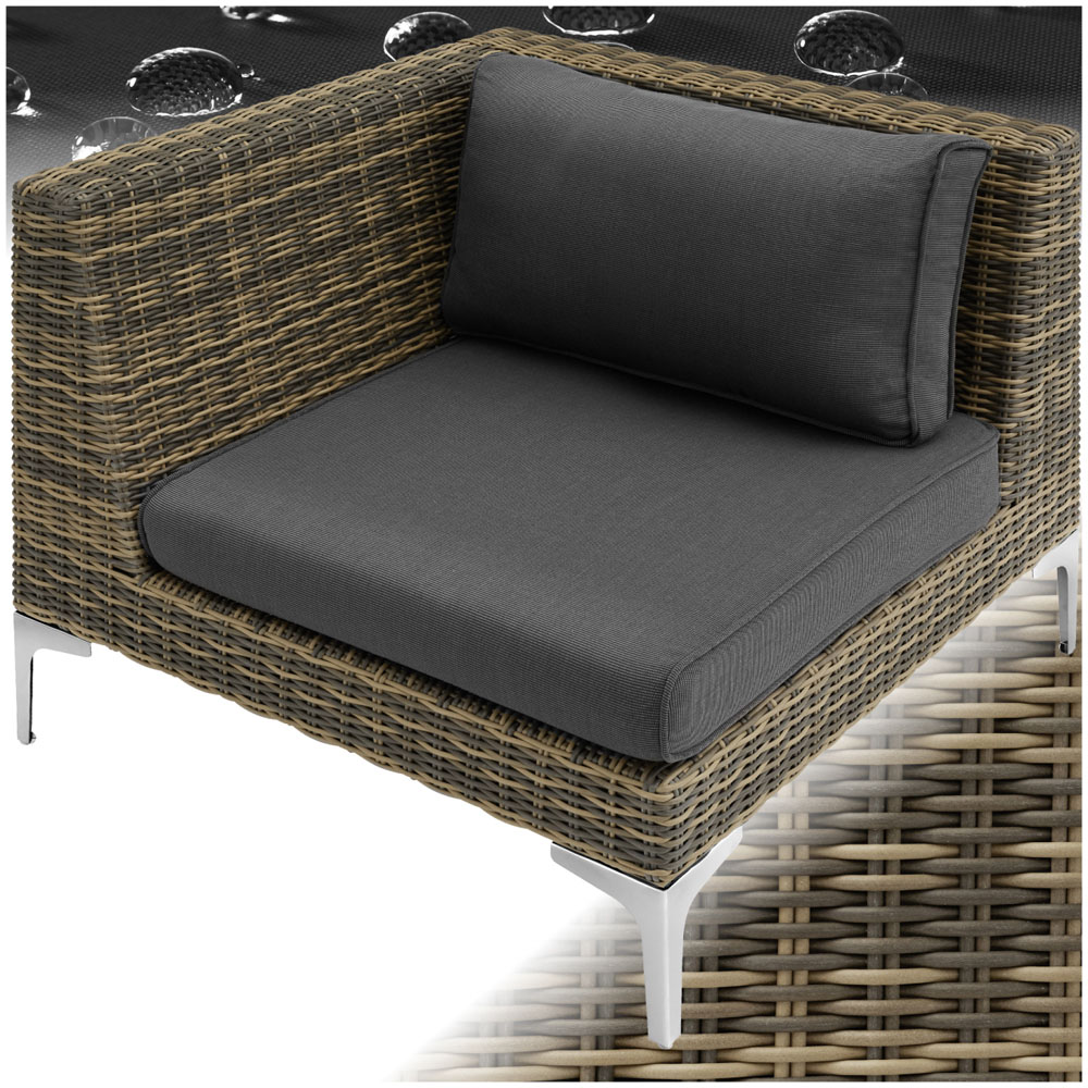 tectake Villanova Rattan Right Corner Garden Chair with Cushion Image 2