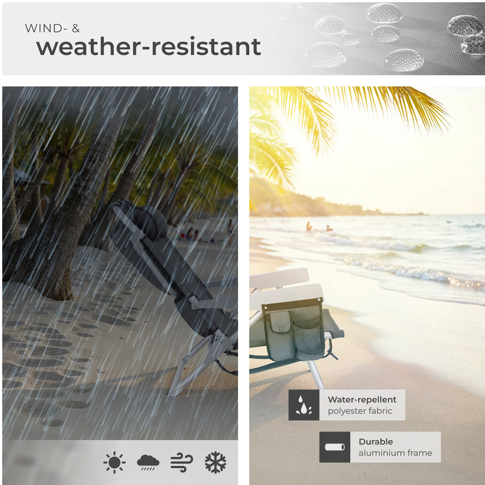 tectake Coral Grey Foldable Beach Chair with Backpack Image 7