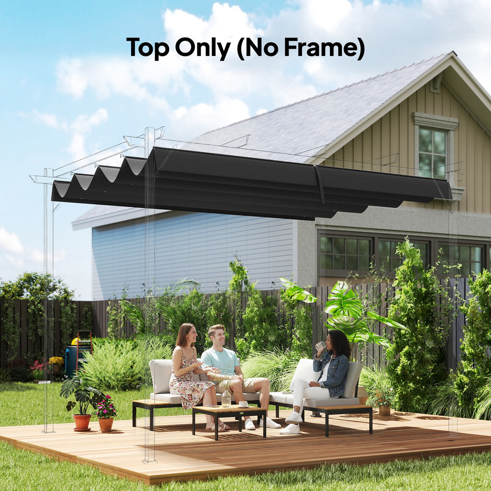 Outsunny 3 x 2m Dark Grey Retractable Sun Shade Pergola Roof Image 3
