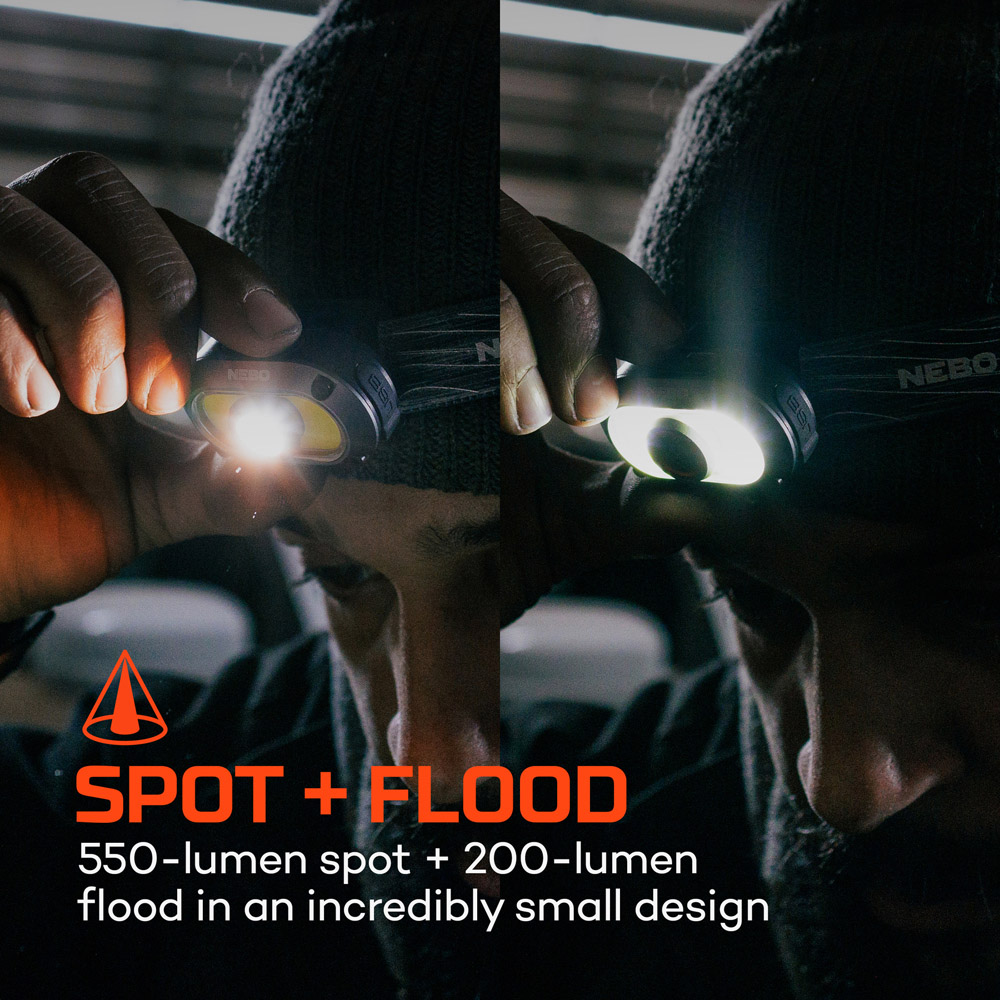 Nebo Mycro 550+ 2-in-1 550 Lumens Grey Rechargeable Detachable Headlamp and Cap Light Image 7
