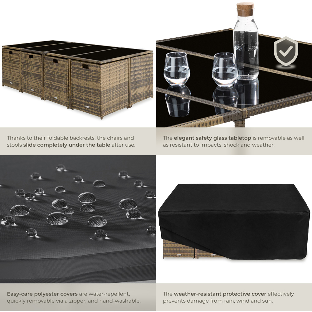 tectake Palma 12 Seater Natural and Dark Grey Garden Dining Set Image 5