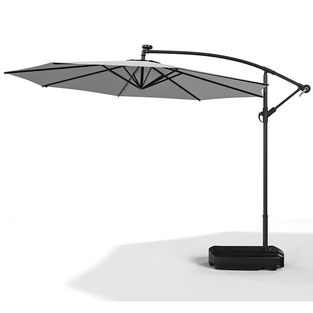 Living and Home Light Grey Crank Lift Solar LED Parasol with Fillable Base 3m Image 4