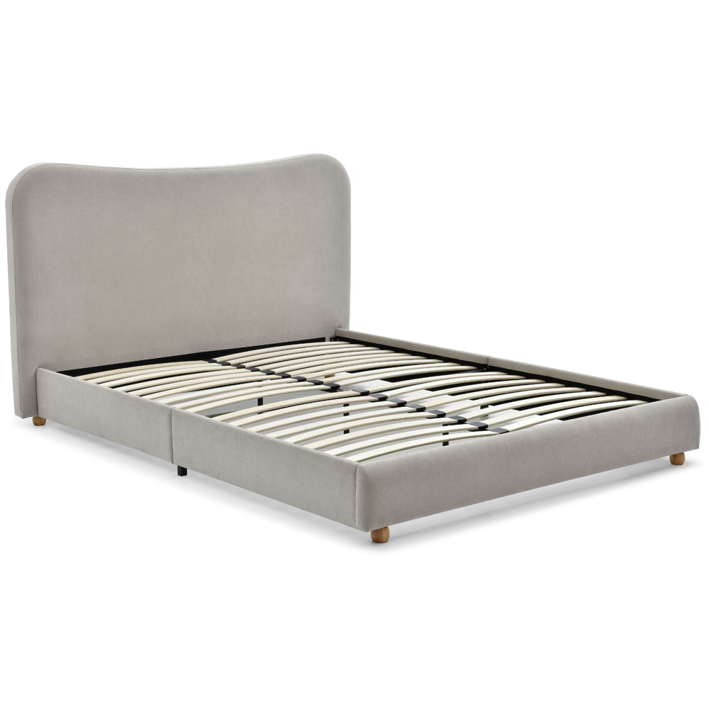 Myla King Size Natural Chenille Upholstered Bed Frame with Headboard Image 2