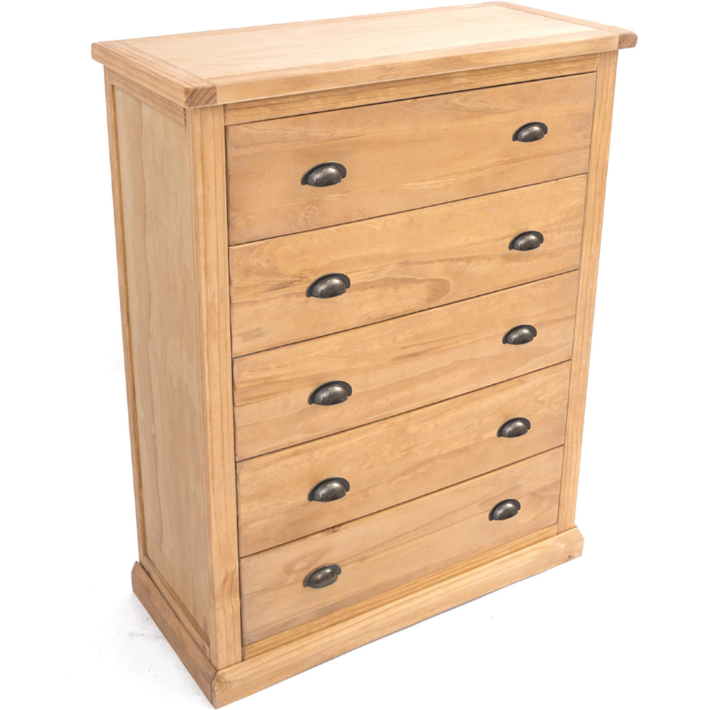 Cabinet Bits Lucca 5 Drawer Brown Brass Cup Handle Chest of Drawers Image 4