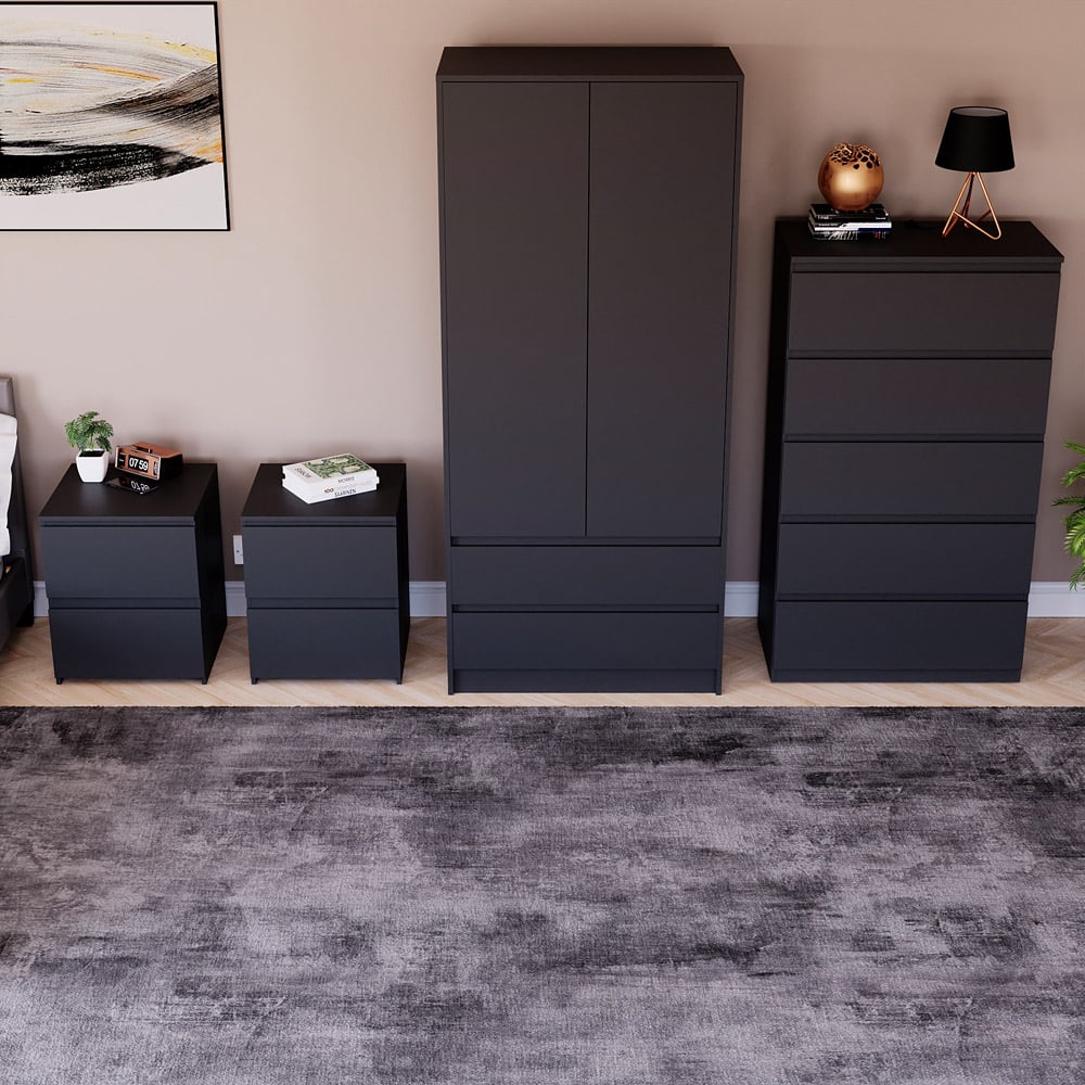 Vida Designs Denver Black 4 Piece Bedroom Furniture Set Image 5