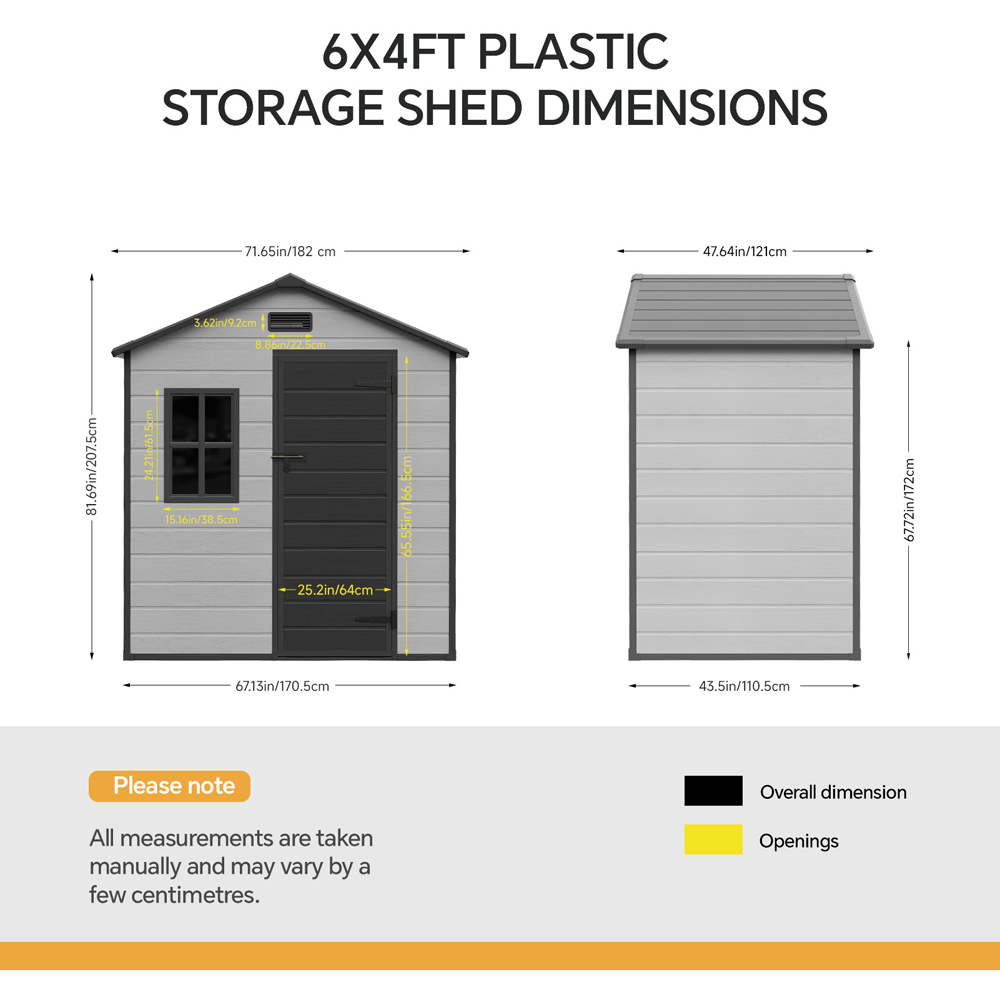 Living and Home 6 x 4ft Plastic Apex Garden Storage Shed with Window and Floor Image 8