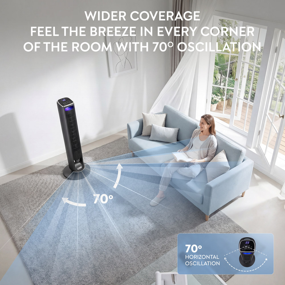 Air Pro Grey SmartVoice Control Oscillating Bladeless Tower Fan with Remote and Built-in Aroma Box 42 inch Image 6