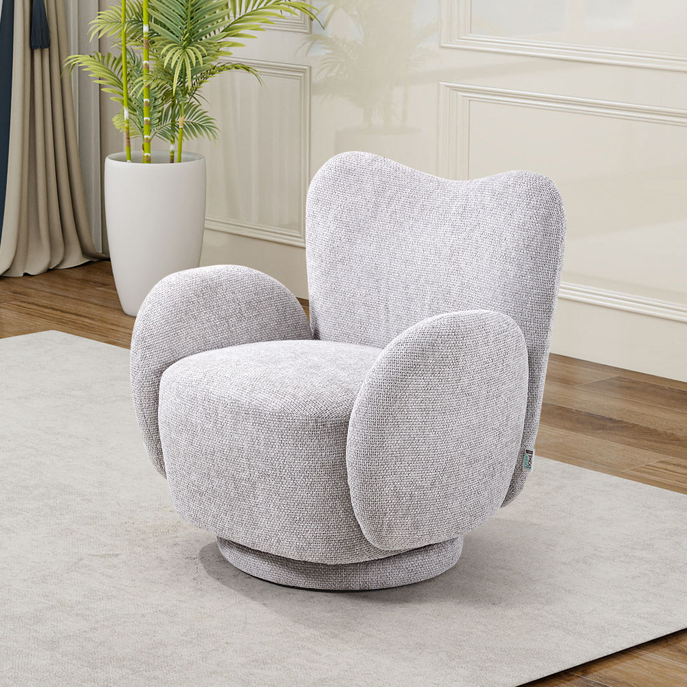 Living and Home Grey Chenille High Back Swivel Accent Chair Image 8