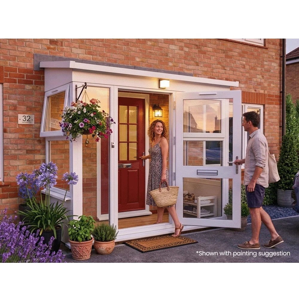 Dunster House Composite AddPorch White uPVC Superfelt Right Hand Door and Windows 2500 x 1000mm Image 6