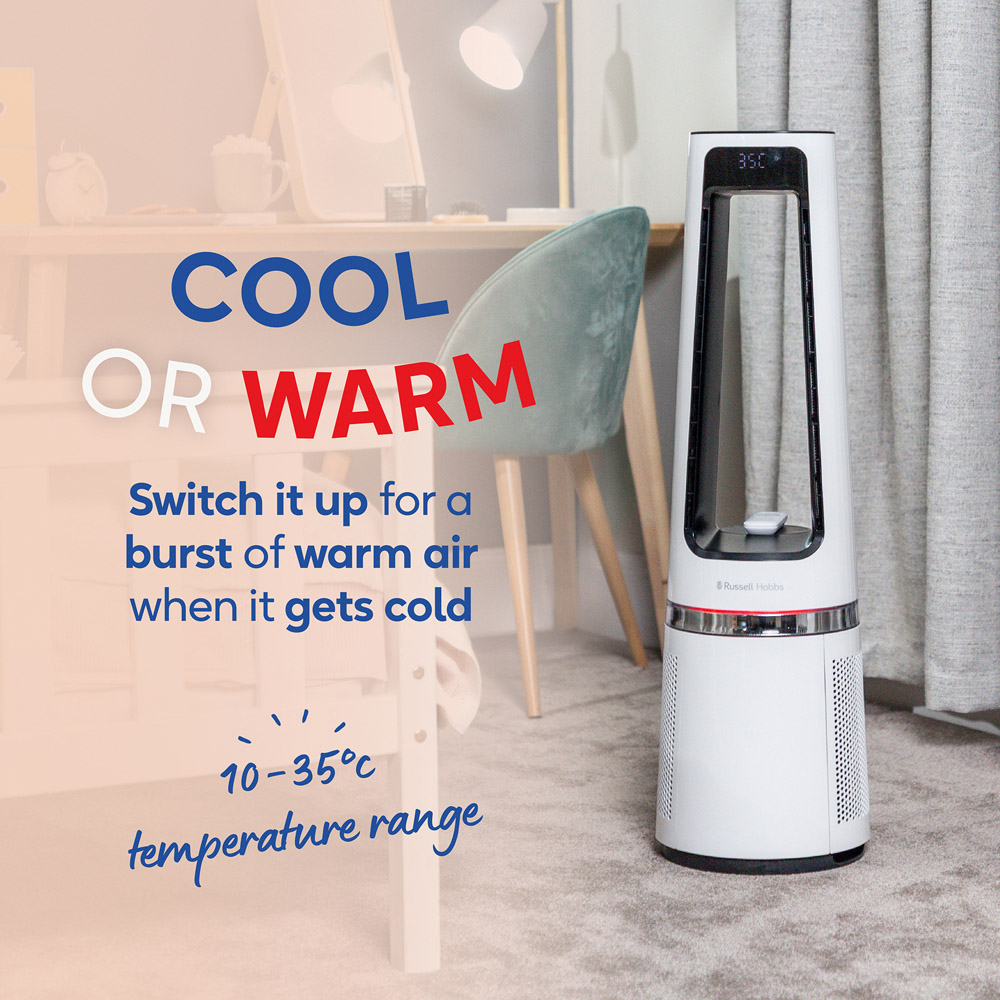Russell Hobbs White Bladeless Cool and Heat Fan with Remote Image 7