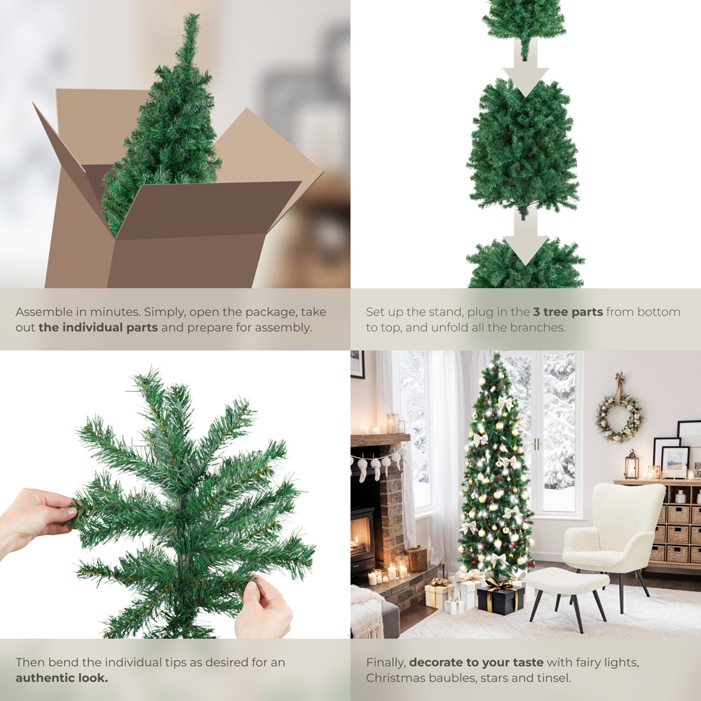 tectake Dense Needle Fir Tree Green Artificial Christmas Tree 6.8ft Image 4