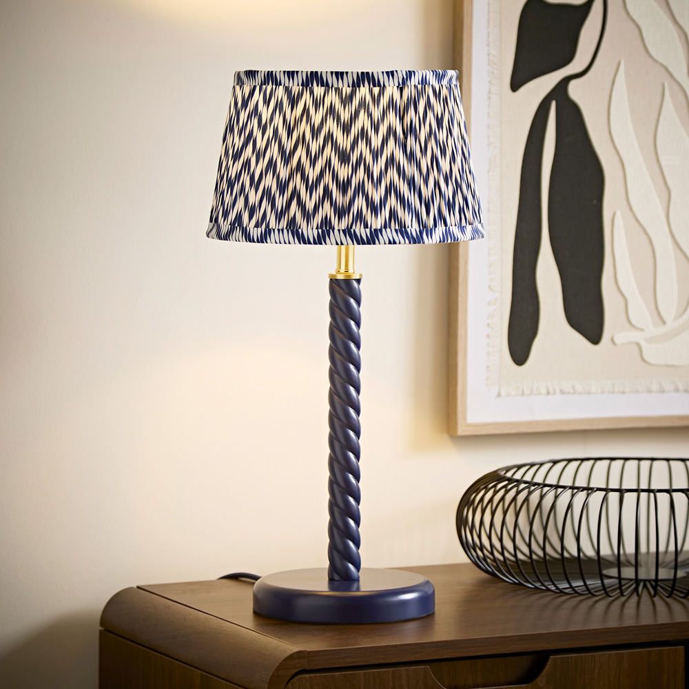 ValueLights Amara Blue Chevron Pleated Shade Navy Twist Table Lamp with Bulb Image 2