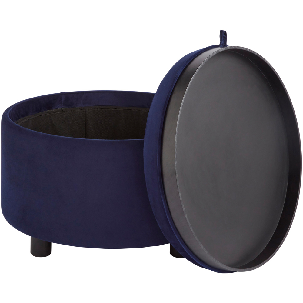GFW Leylani Midnight Blue Tray Table Storage Stool Image 4