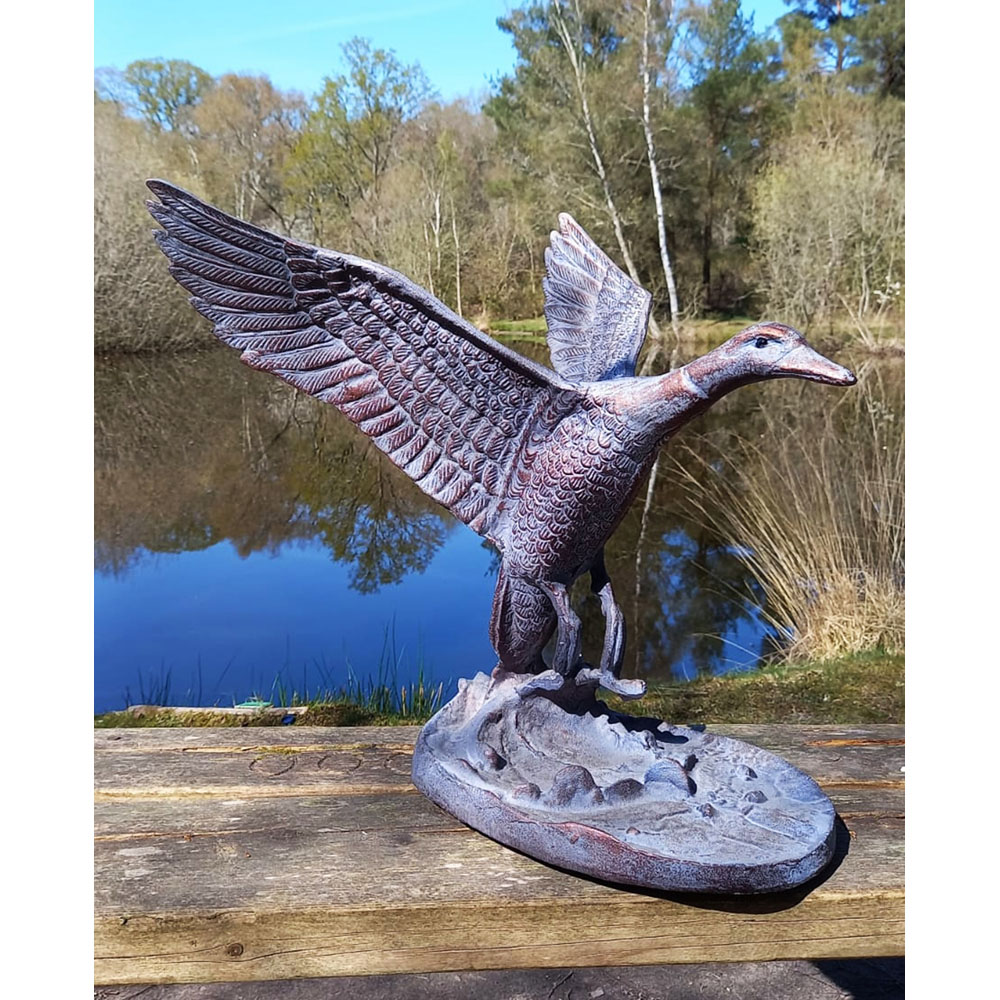 Inspirational Gifting Flying Duck Cast Aluminium Garden Ornament Image 3