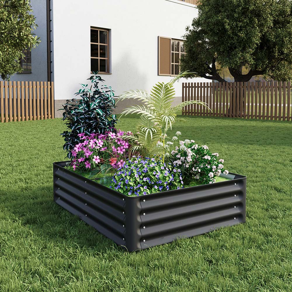 Living and Home Black Rectangular Galvanised Steel Raised Garden Bed 120 x 90cm Image 2