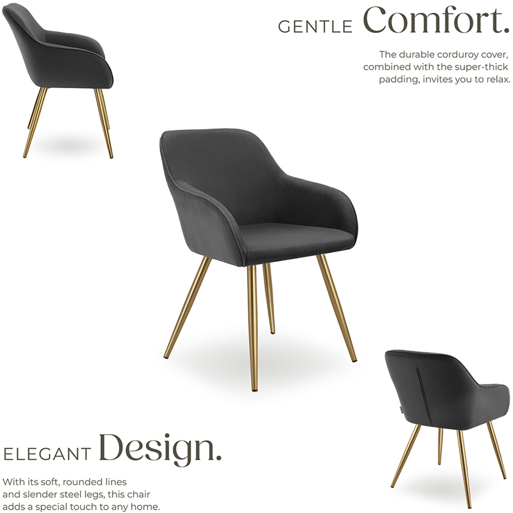 tectake Marilyn Set of 4 Anthracite Gold Dining Chair Image 3