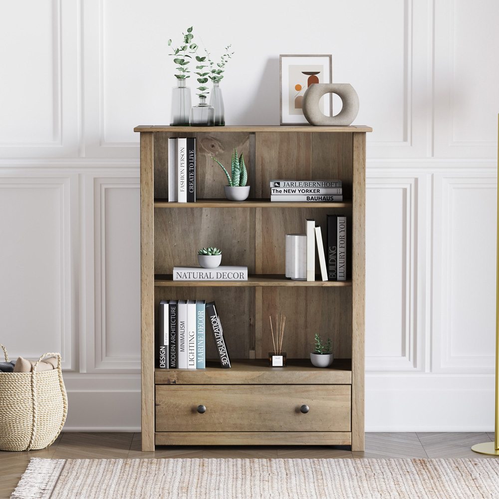 Vida Designs Panama Single Drawer 3 Shelf Bookcase Image 3