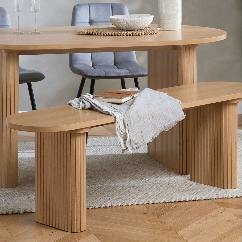 Birlea Axel 2 Seater Oak Oval Fluted Dining Bench Image 8