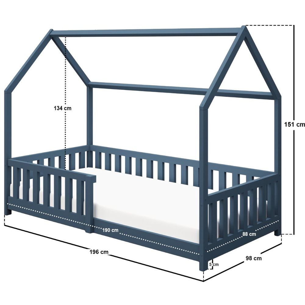 Flair Explorer Single Navy Play House Bed Frame with Rails Image 6