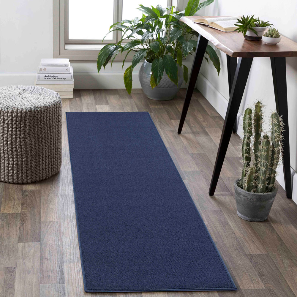 Desire Rugs Simple Navy Low Pile Felt Backing Tufted Rug 110 x 60cm Image 6