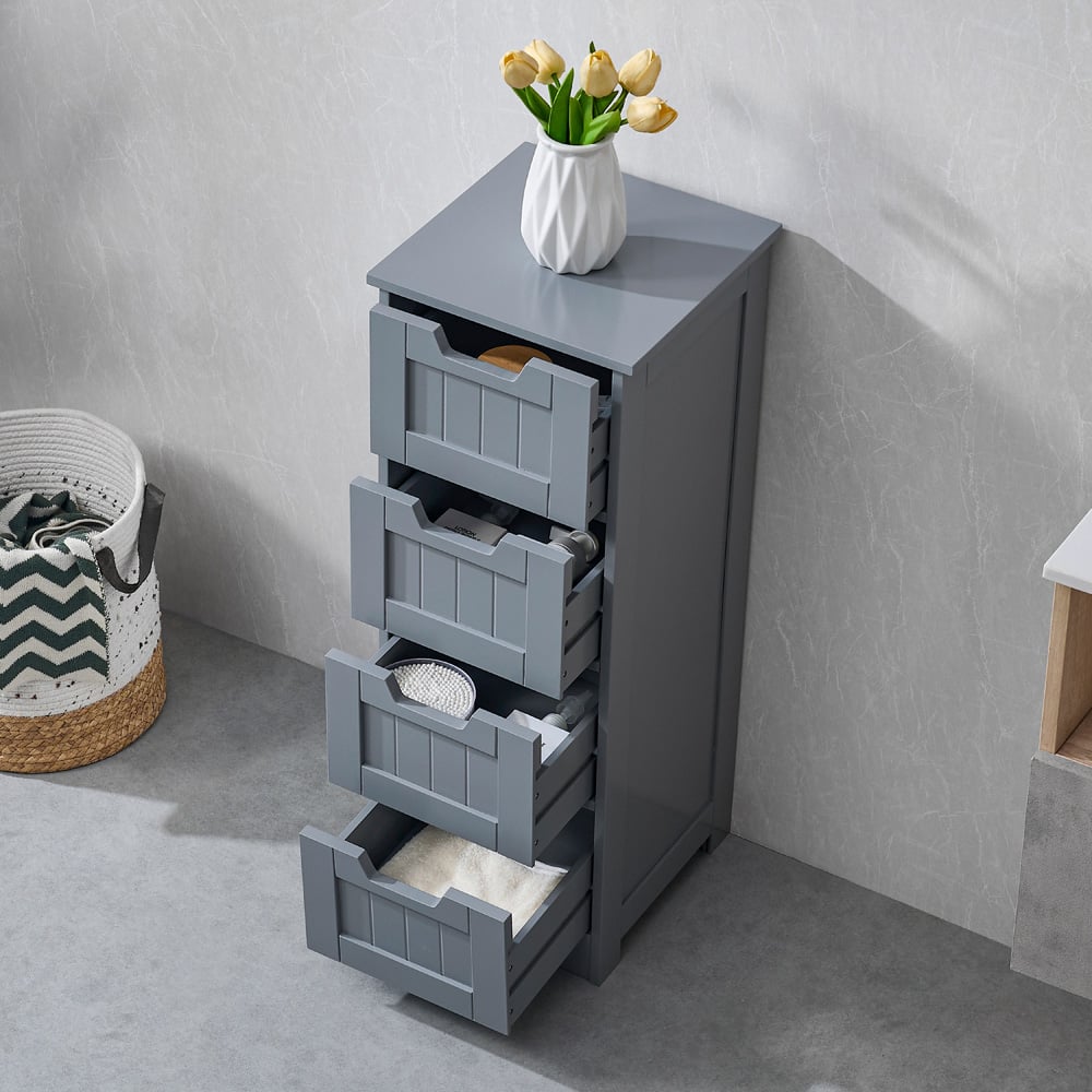Bath Vida Priano 4 Drawer Grey Floor Standing Bathroom Cabinet Image 4