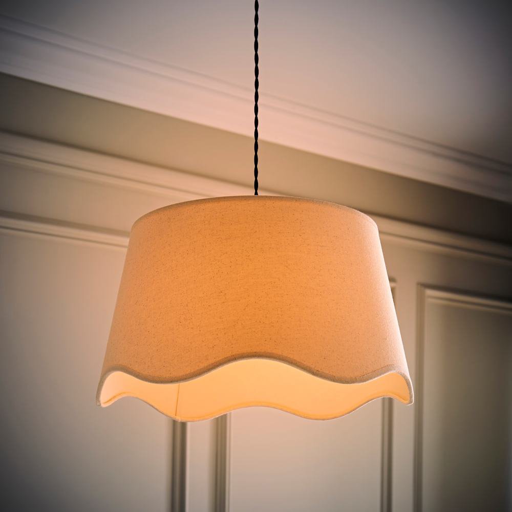 ValueLights Mabel Scalloped Bottom Natural Linen Large Shade Image 2