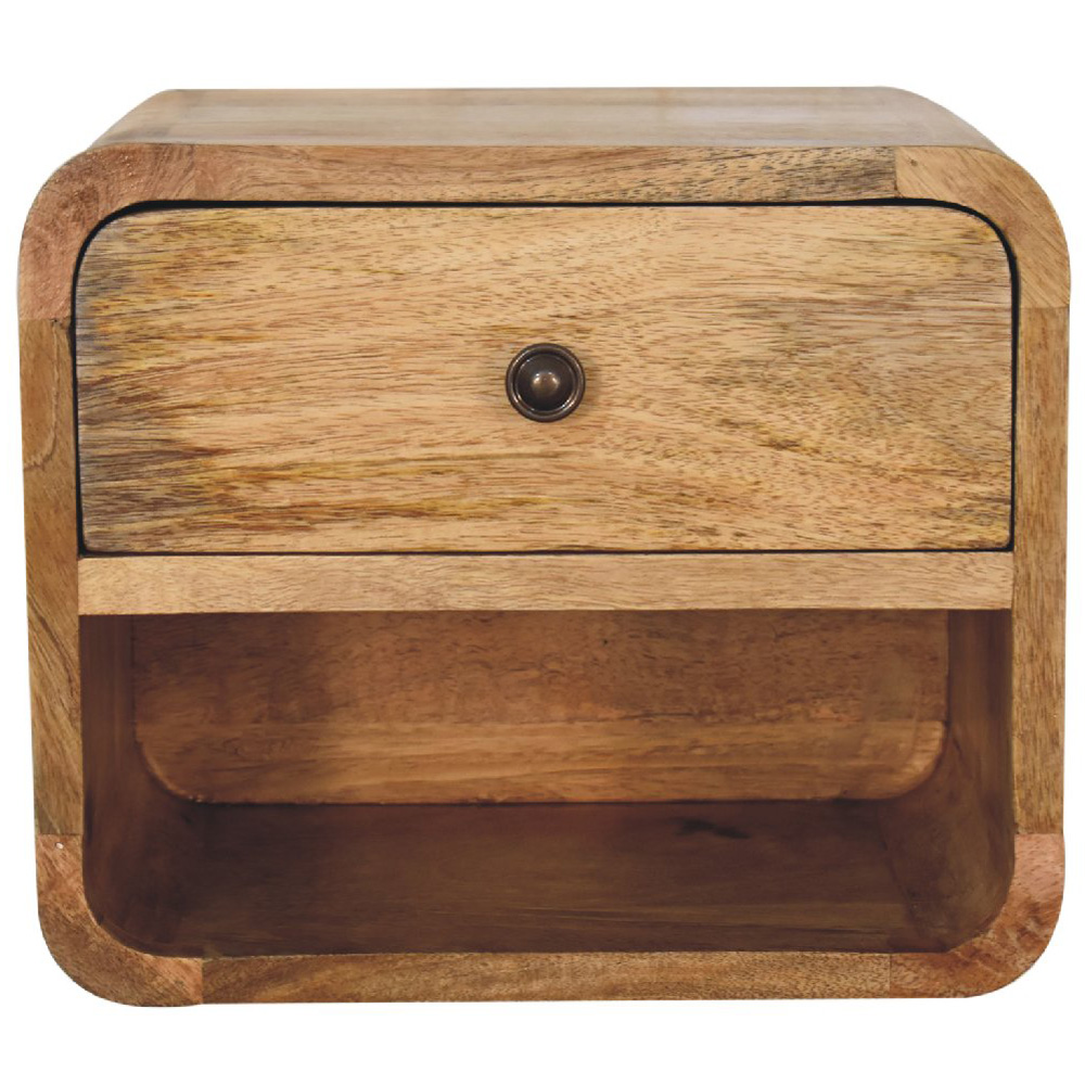 Artisan Furniture Mini Oak Single Drawer Single Shelf Mango Wood Floating Open Bedside Table Image 2