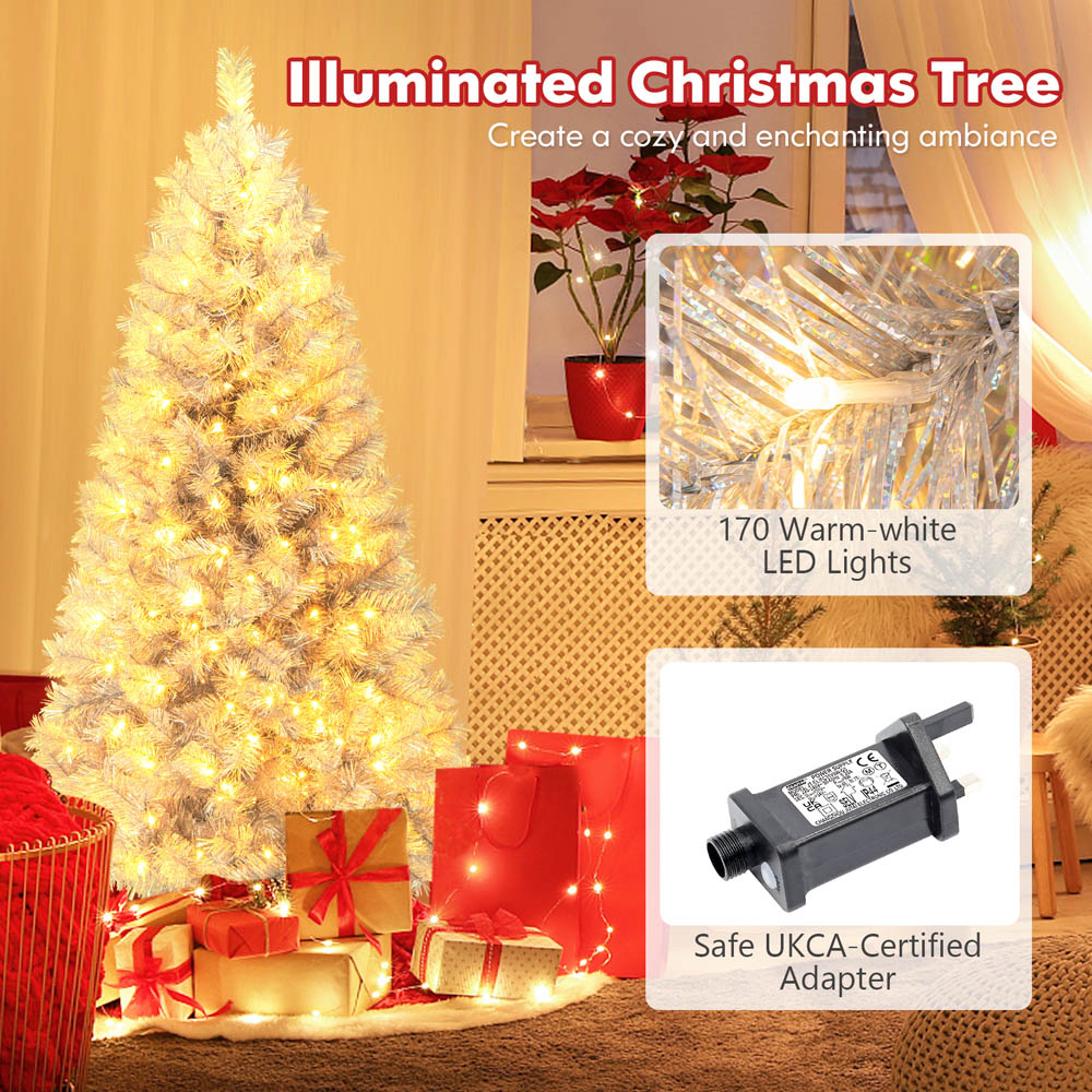 Costway 170 Warm White LED Pre-Lit Artificial Christmas Tree 5ft Image 6