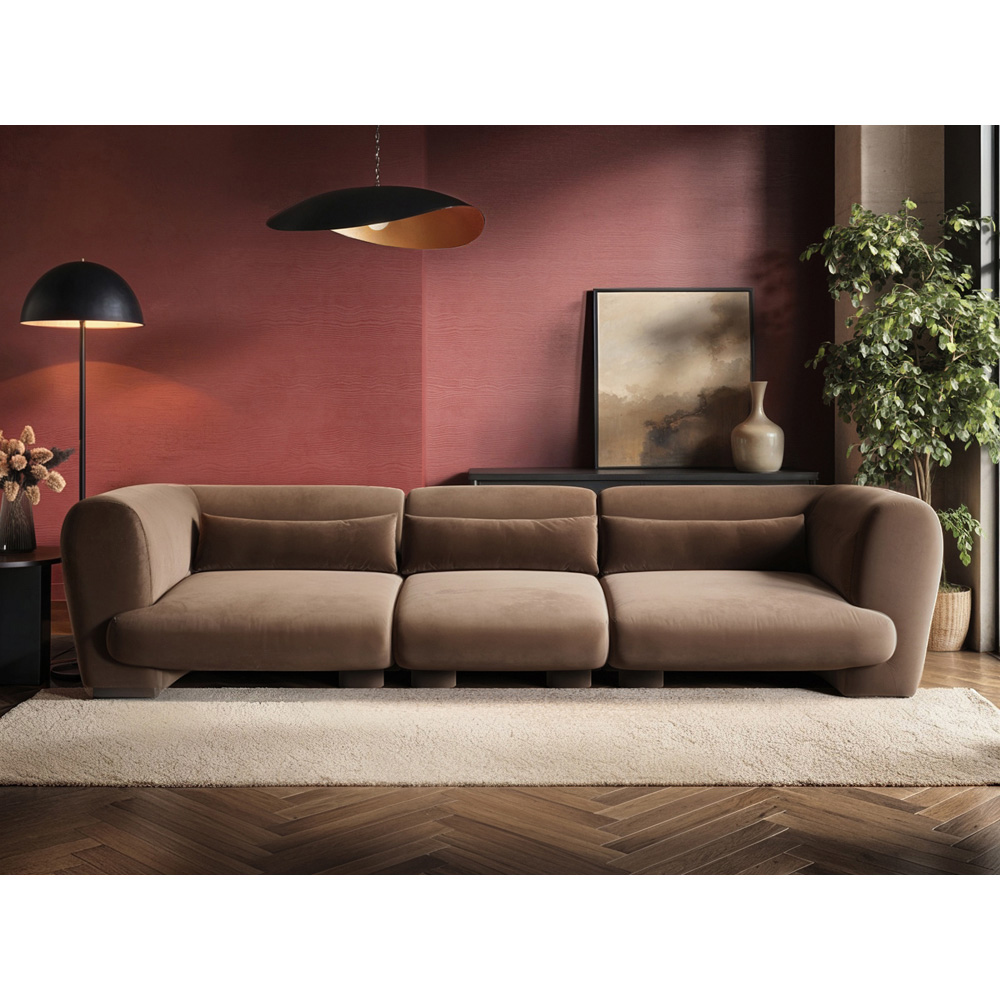 Solace+Co Maddox 4 Seater Chocolate Velvet Sofa Image 4
