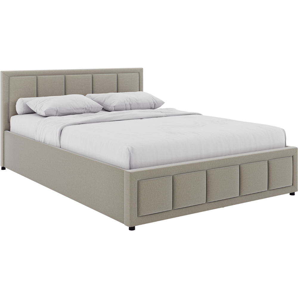 VIDA DESIGNS Vanita Double Beige Linen Ottoman Bed with Padded Headboard Image 2