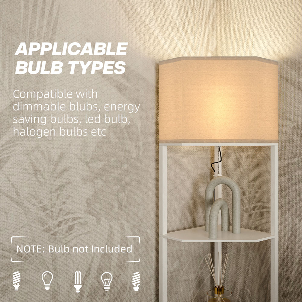 Portland 3 Shelf White Corner Floor Lamp Image 7
