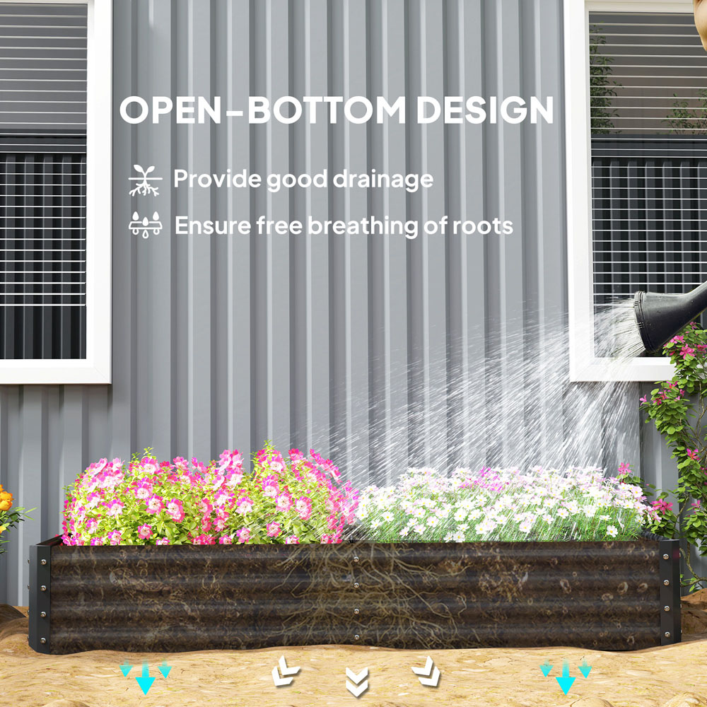 Outsunny Dark Grey Galvanised Steel Raised Garden Bed 30 x 180 x 90cm Image 6