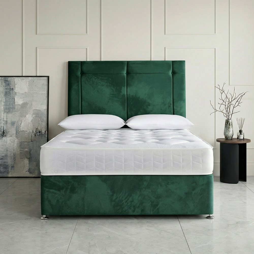 DS Living Kingsley Single Green Plush Divan Bed Image 3