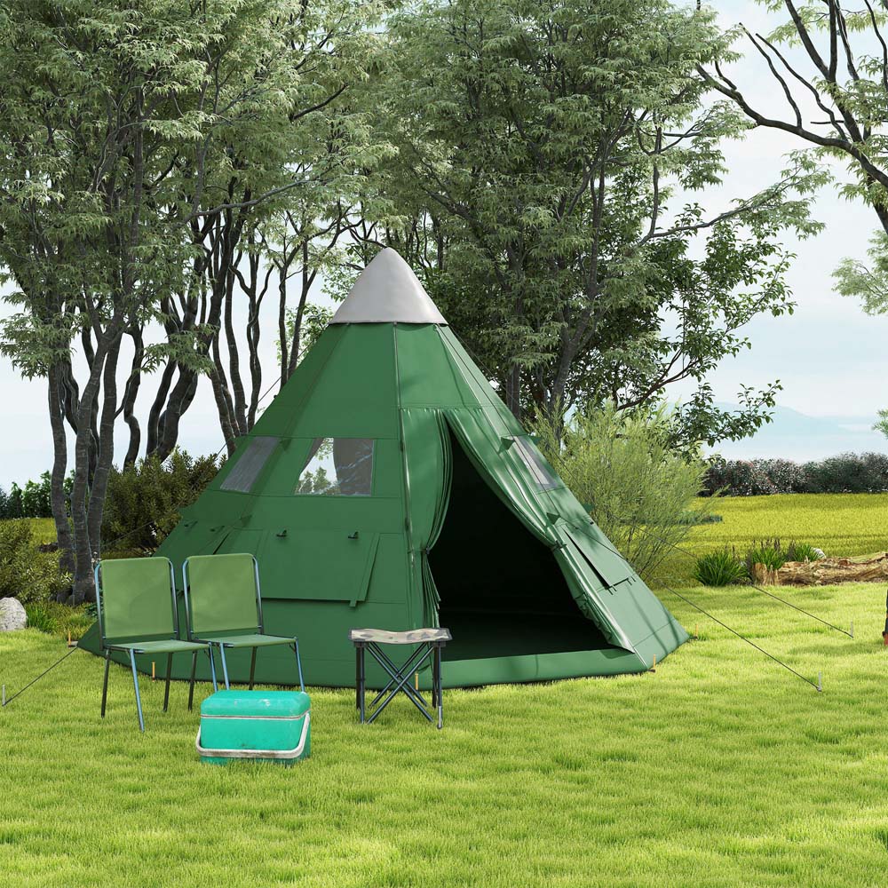 Outsunny 6-7 Person Camping Tent Green Image 9