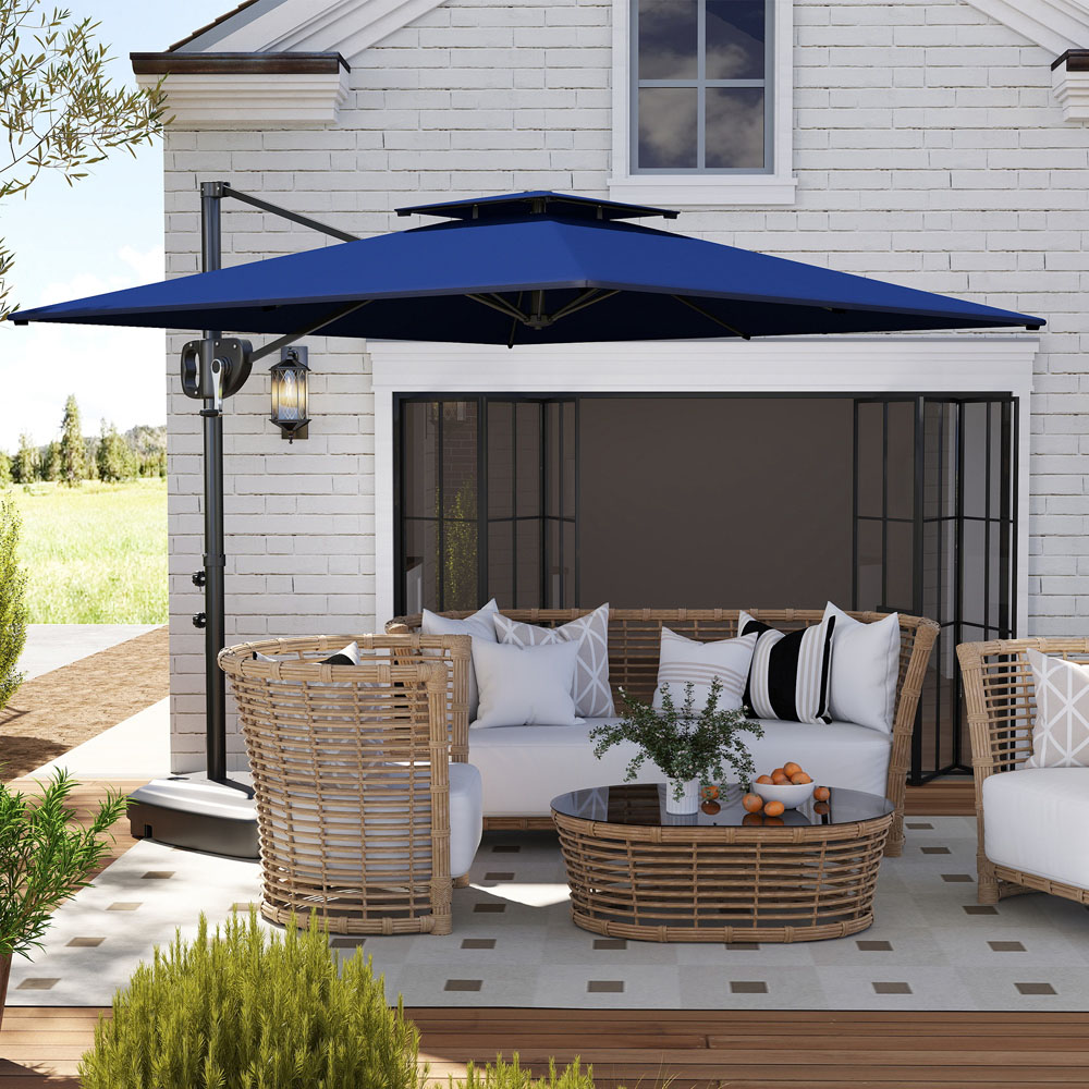 Outsunny Dark Blue Garden Cantilever Parasol Image 2