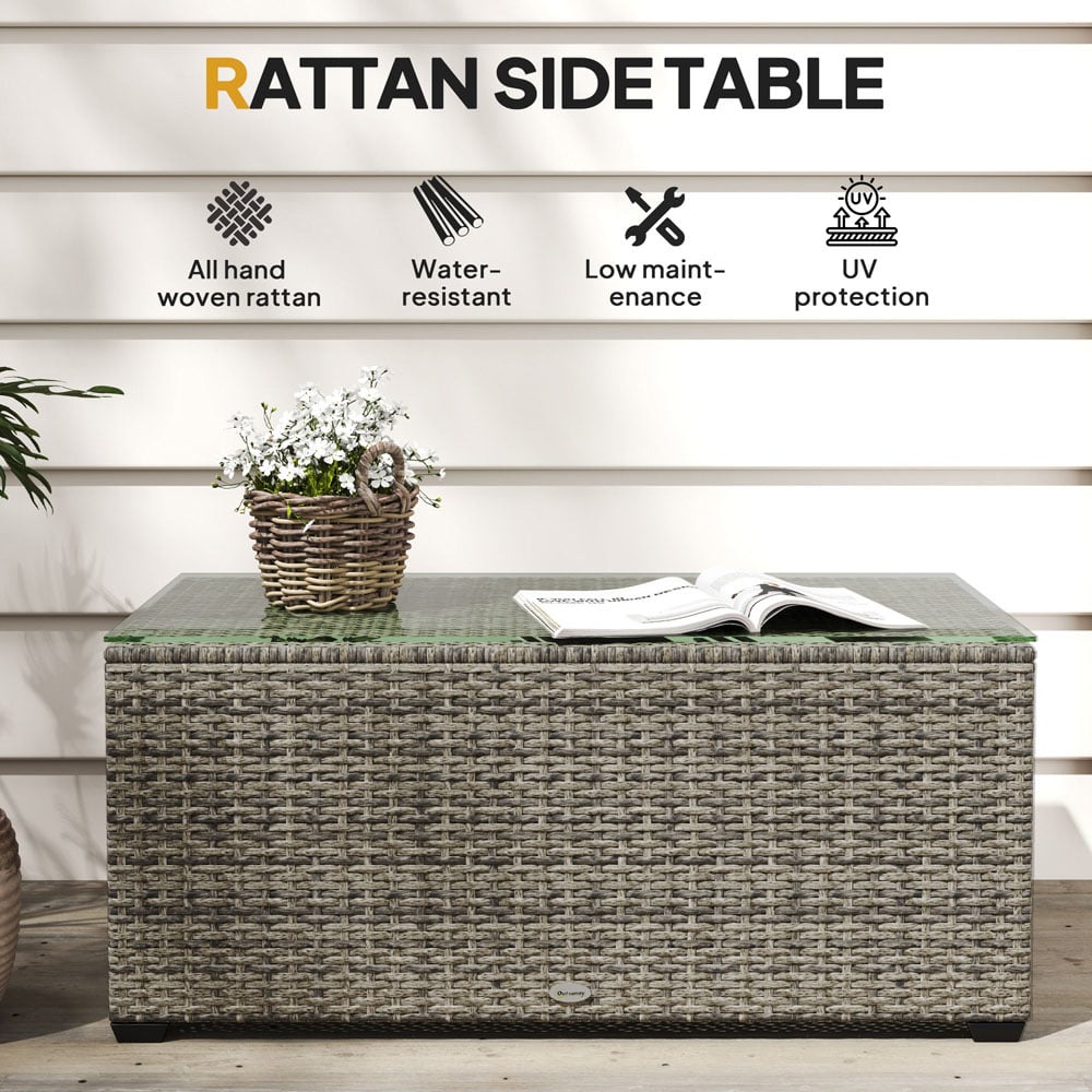 Outsunny Dark Grey Rattan Outdoor Coffee Table Image 5