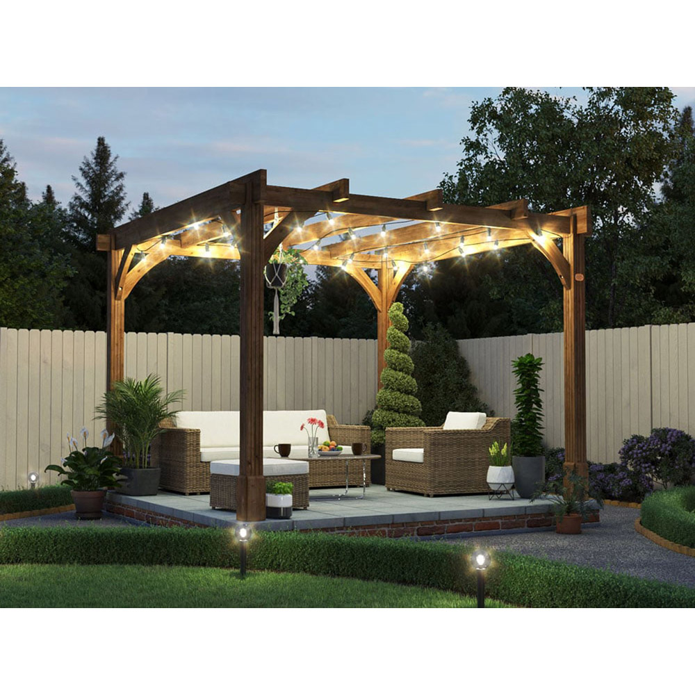 Dunster House Leviathan 3 x 3m Brown Wooden Plant Frame Pergola Image 4