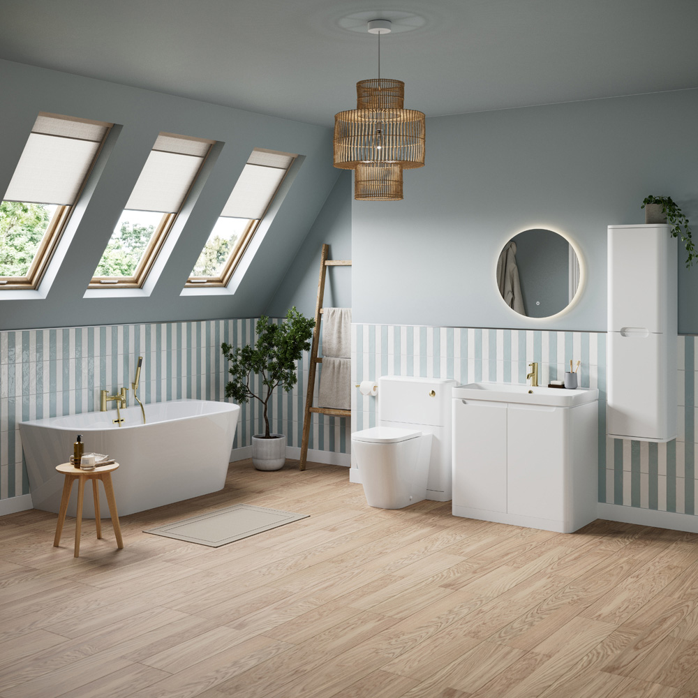 Bathstore Corsica White Back to Wall Double Round End Freestanding Bath 1500 x 750mm Image 6